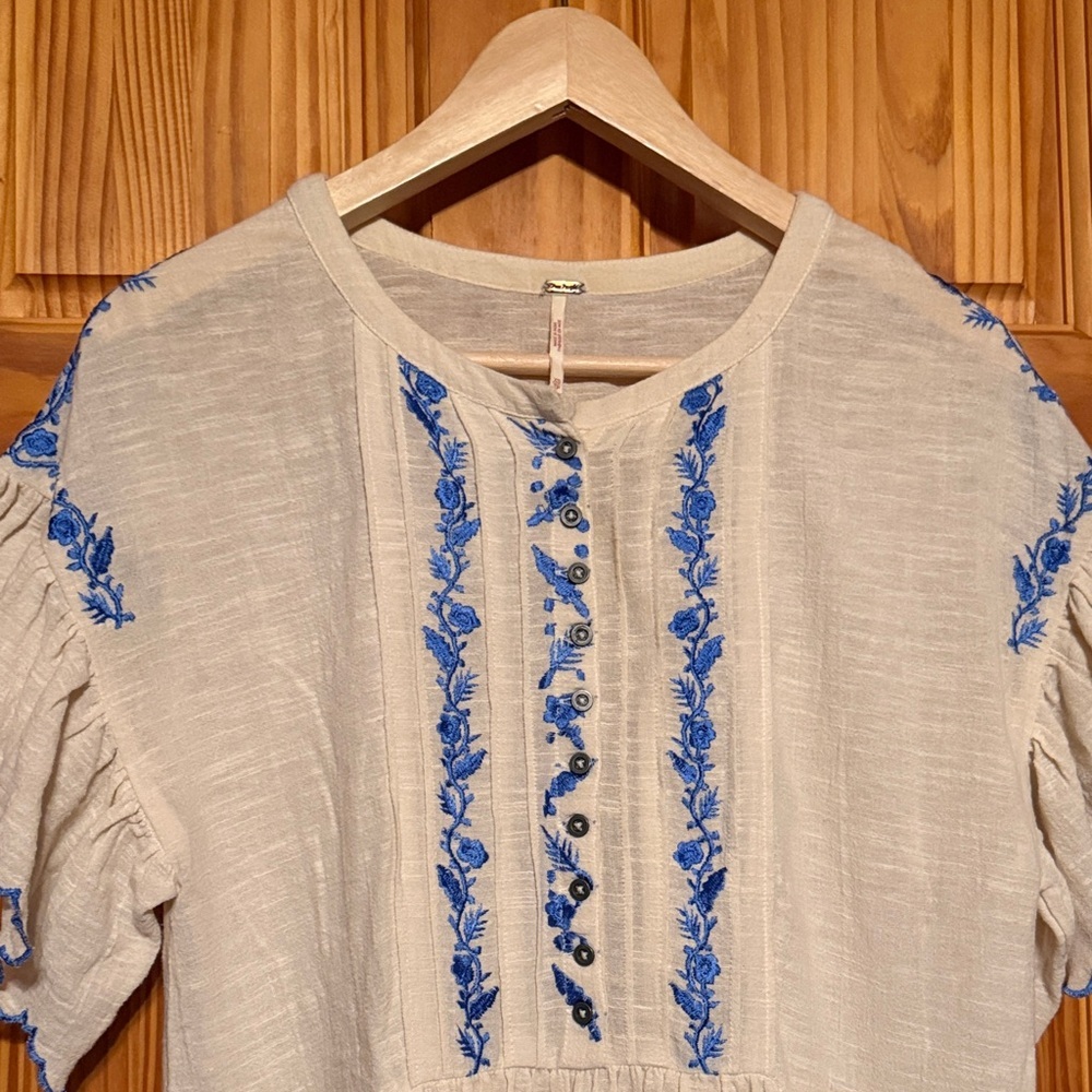 FREE PEOPLE Santiago Embroidered MiniDress Ivory XS - Picture 4 of 13